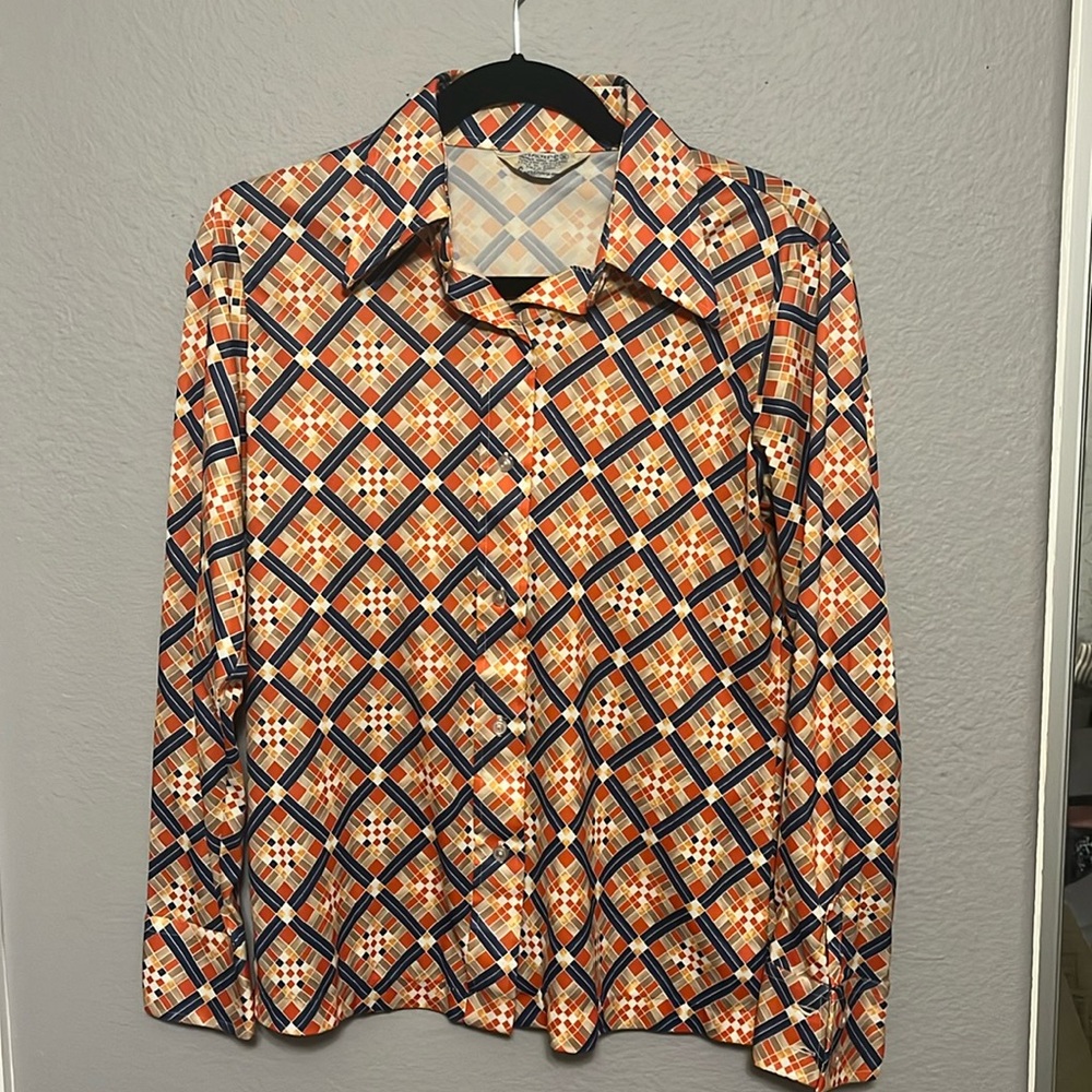 Sears vintage 70’s poly shirt made in Korea 8 10